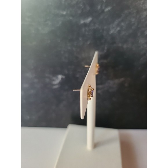 10K Gold Marquise Cut Lolite And Cubic Zirconia Accent Stud Post Earrings - Picture 5 of 10